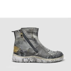 NEW KCR GROUP women's original wool-lined zip-up leather boots in grey